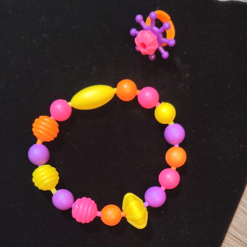 🆕Colorful Custom Beaded "Pop Apart to Redesign" Bracelet and Ring Set